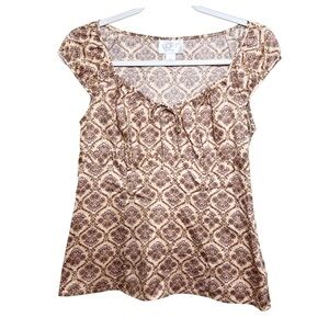 Ann Taylor LOFT Petites 6P Cap Sleeve Cotton Blouse